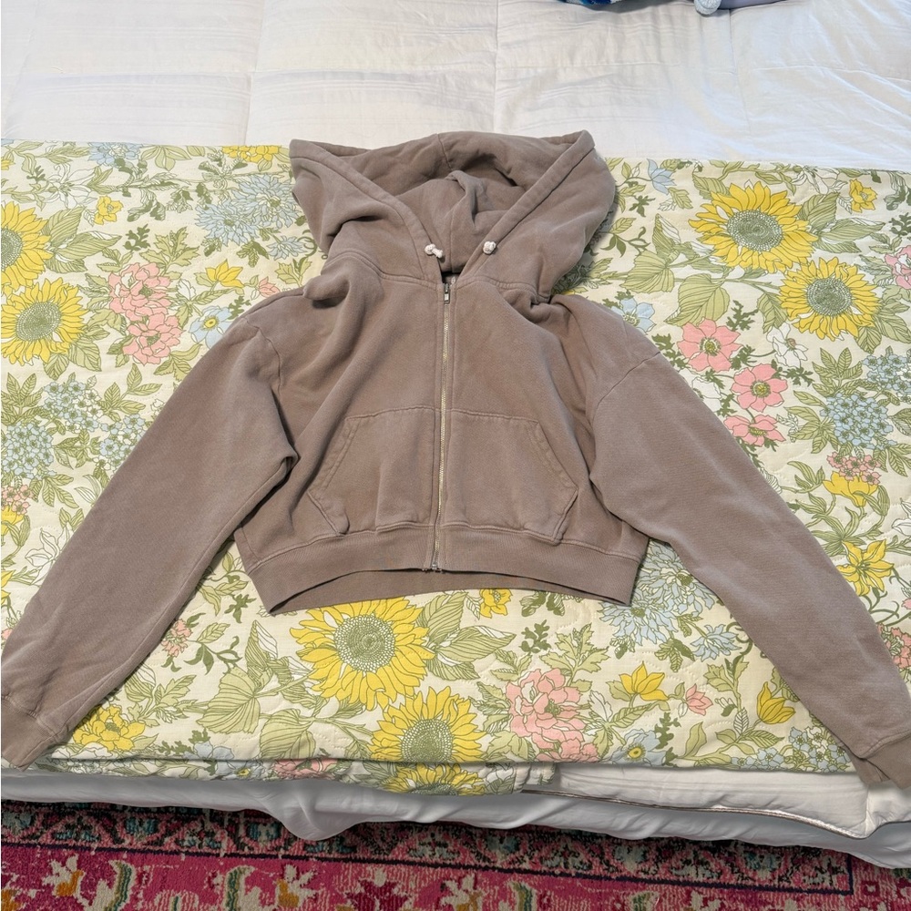 FP Movement by Free People Taupe Zip-Up Hoodie
